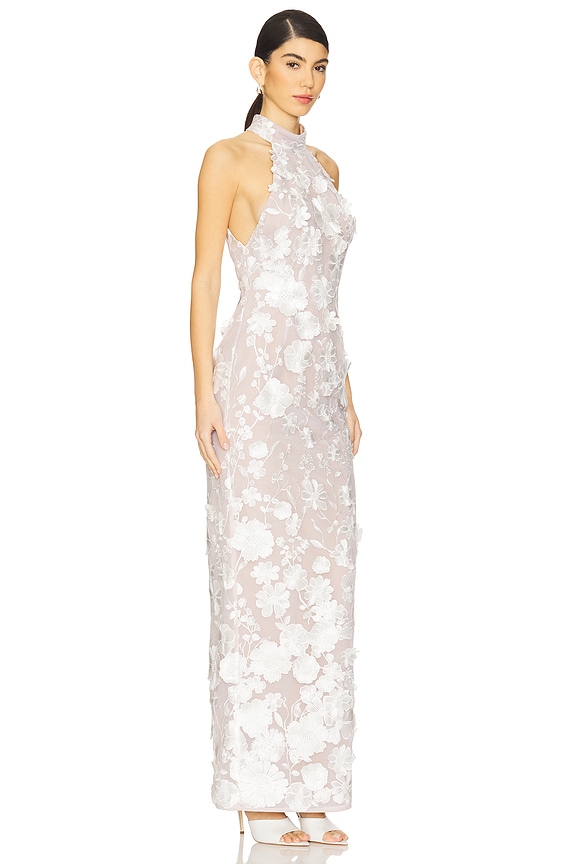 view 2 of 4 VESTIDO LARGO CON CUELLO HALTER JASMINE in White Floral