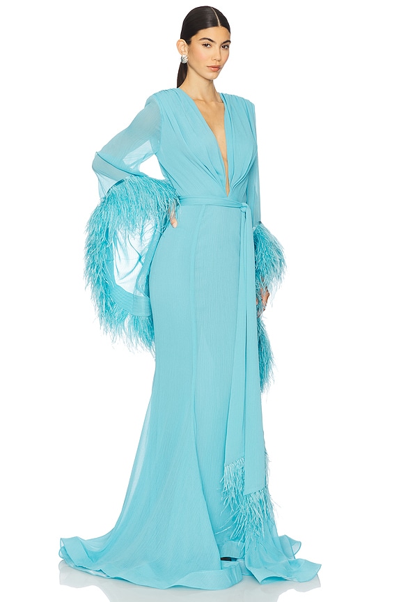 view 2 of 4 GEISHA 브이 넥 가운 in Teal