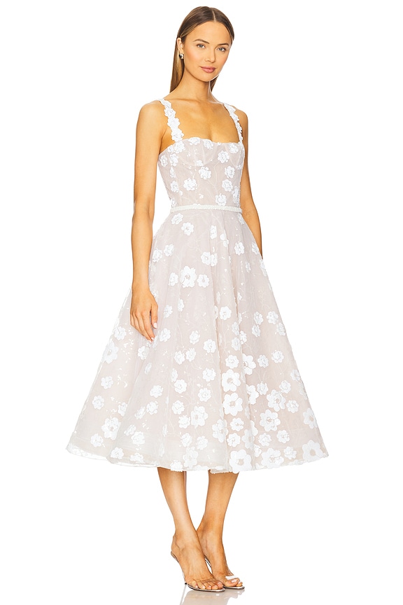 view 2 of 4 Mademoiselle Embroidered Floral Sequin Midi Dress in White