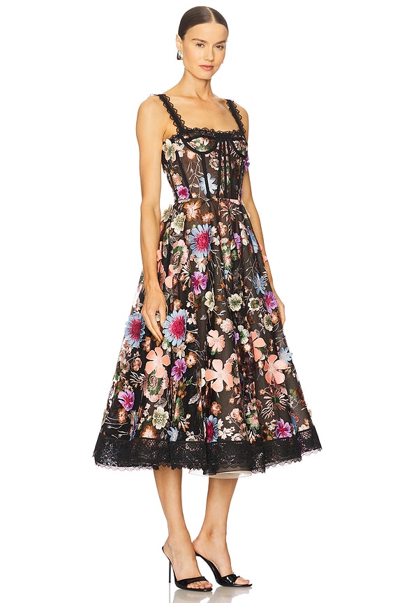 view 2 of 3 ROBE MI-LONGUE AMANDA in Pink Multi