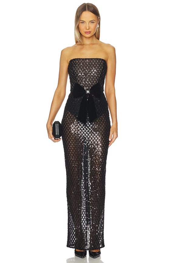 view 2 of 5 Farah Embellished Maxi Dress With Gloves in Black
