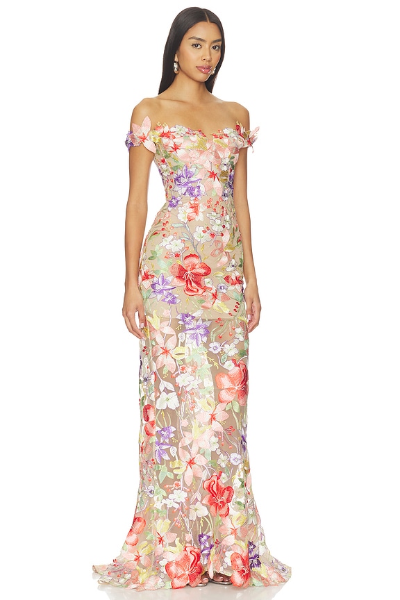 view 2 of 4 VESTIDO LARGO FLORA in Coral Multi