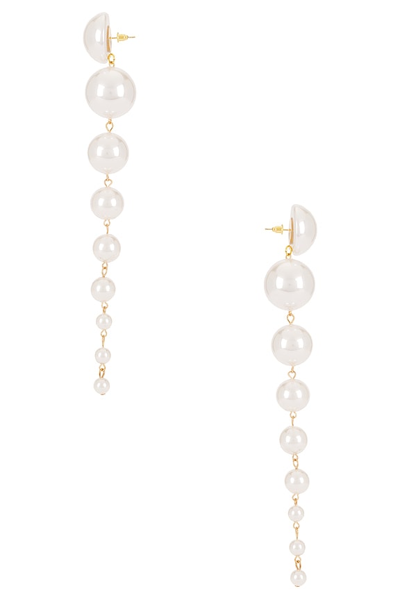 view 2 of 2 Pearl Tiered Drop Earrings in White
