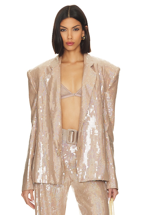 view 2 of 6 Capri Nude Sequin Blazer in Nude