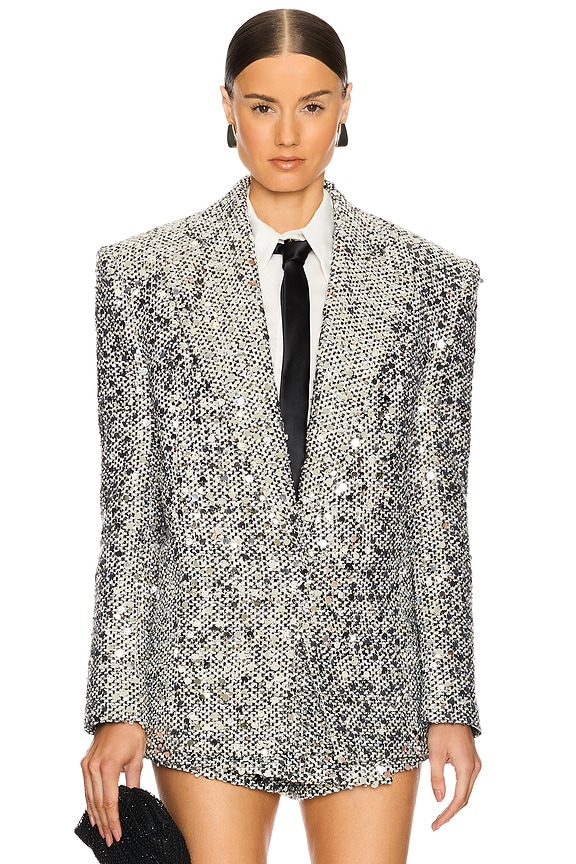 view 2 of 6 Blair Sequin Blazer in Black & Silver