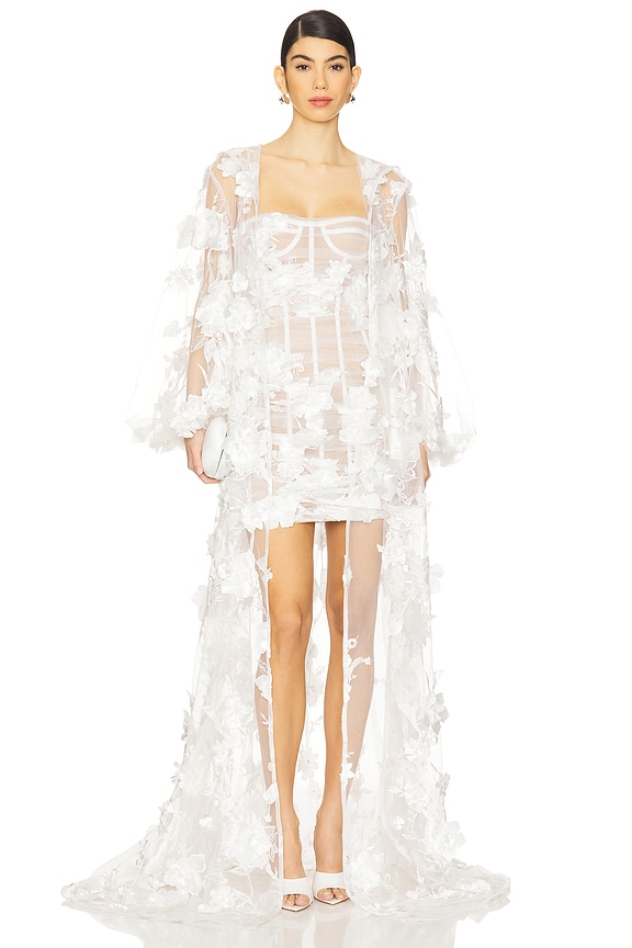 view 2 of 4 Anastasia Floral Cape in White