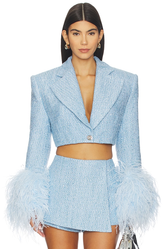 view 1 of 5 Kacey Cropped Blazer in Powder Blue