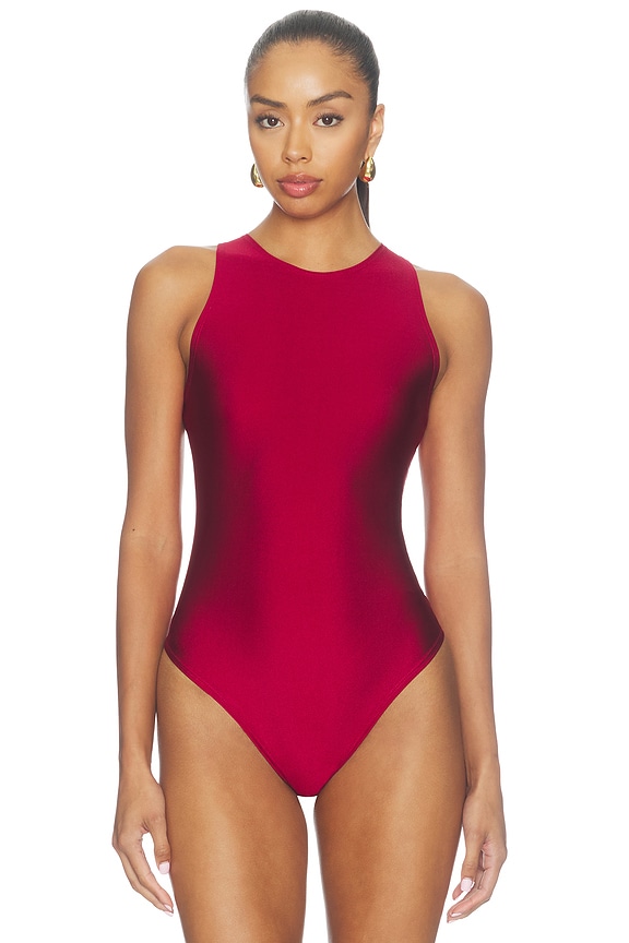 view 2 of 5 Gaia Mesh Sleeveless Bodysuit in Ruby