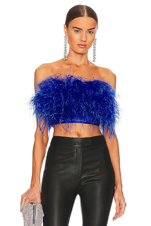 Bronx and Banco Afiya Feather Top in Cobalt | REVOLVE