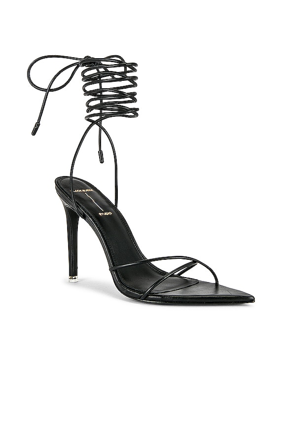 view 2 of 5 SANDALIA CON TACÓN TALIA in Black Buffed Nappa