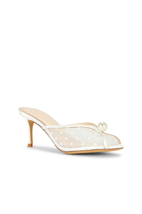 view 2 of 5 Sadie 100 Mule in White Polka Dot Mesh With Pearl Ornament