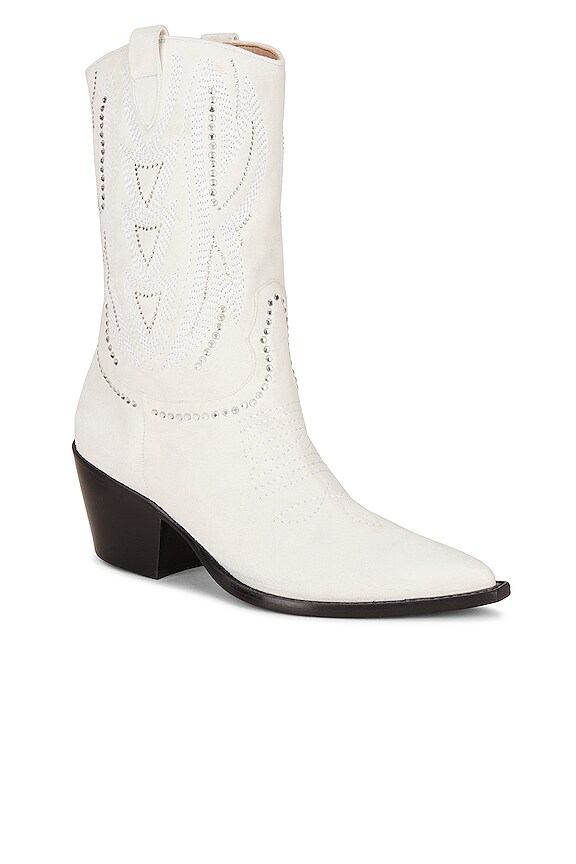view 2 of 5 BOTTINES LAUREL COWBOY in Cream Crystal Embellished Suede