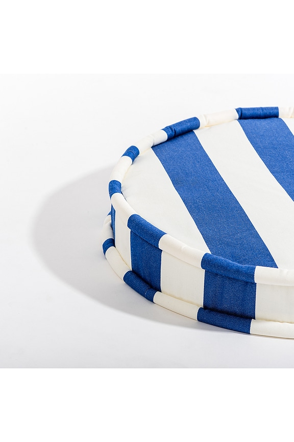 view 2 of 2 Circular Pillow in Crew Mediterranean Blue Stripe