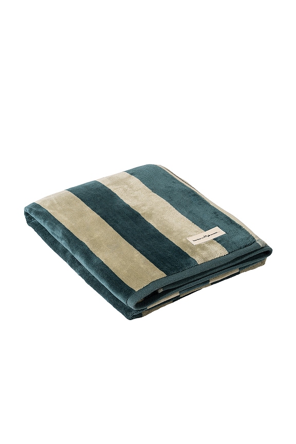 view 1 of 2 SERVIETTE DE PLAGE BEACH TOWEL in Terry Green Stripe