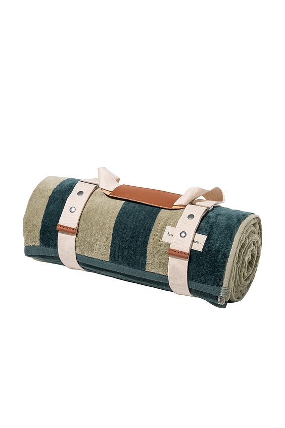 view 1 of 2 MANTA PLAYA BEACH BLANKET in Terry Green Stripe