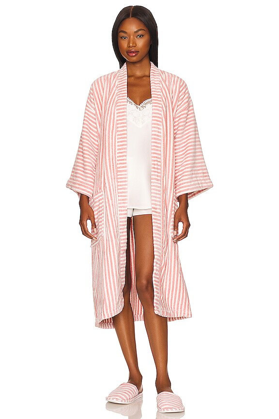 business & pleasure co. Robe And Slipper Set in Laurens Pink Stripe