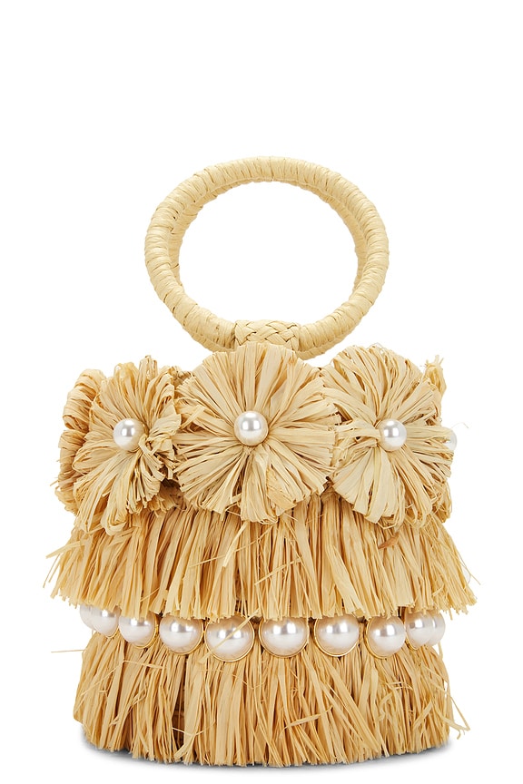 view 2 of 4 Liv Round Floral Bucket Bag in Natural