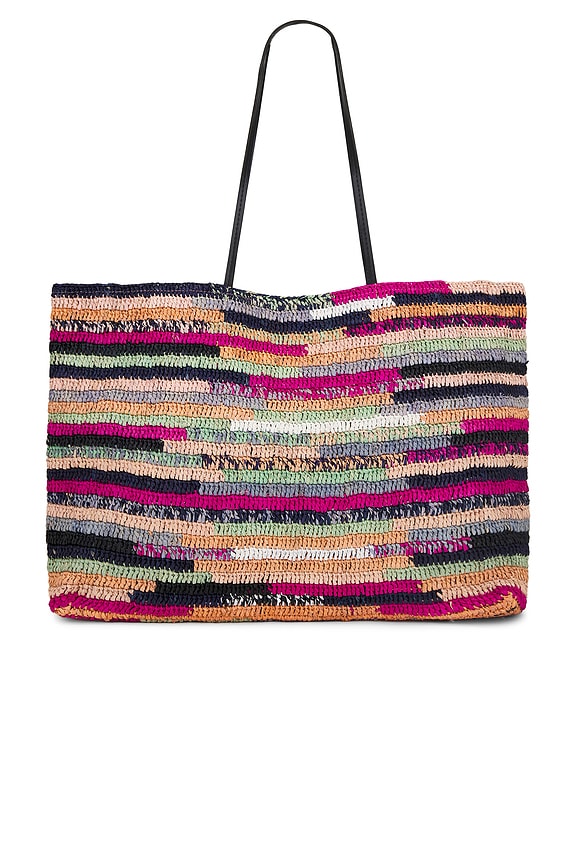view 2 of 4 Hola Beaches Beach Tote in Black & Mint Rainbow