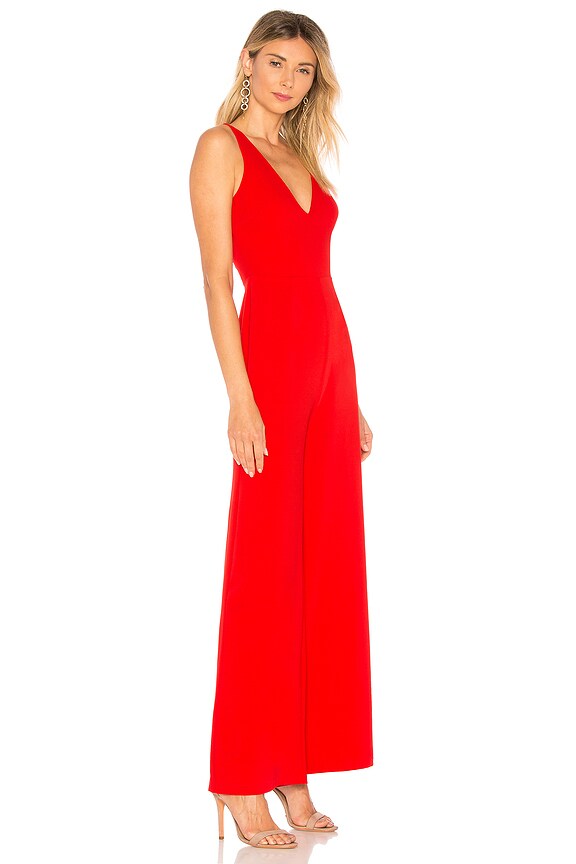 view 2 of 3 Carmela Deep V Wide Leg Backless Jumpsuit in Red