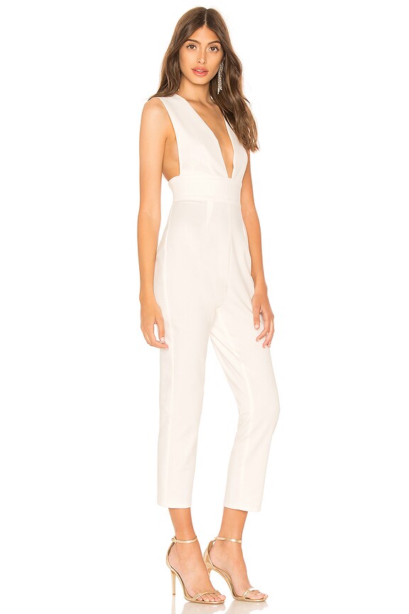 view 2 of 3 Gloria Deep V Jumpsuit in White