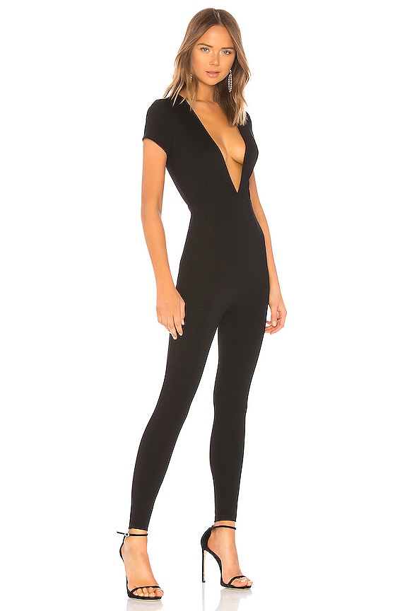 view 2 of 3 Leona Deep V Catsuit in Black