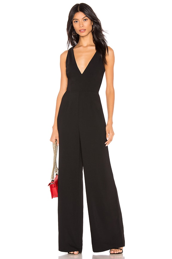 view 1 of 3 Carmela Deep V Wide Leg Backless Jumpsuit in Black