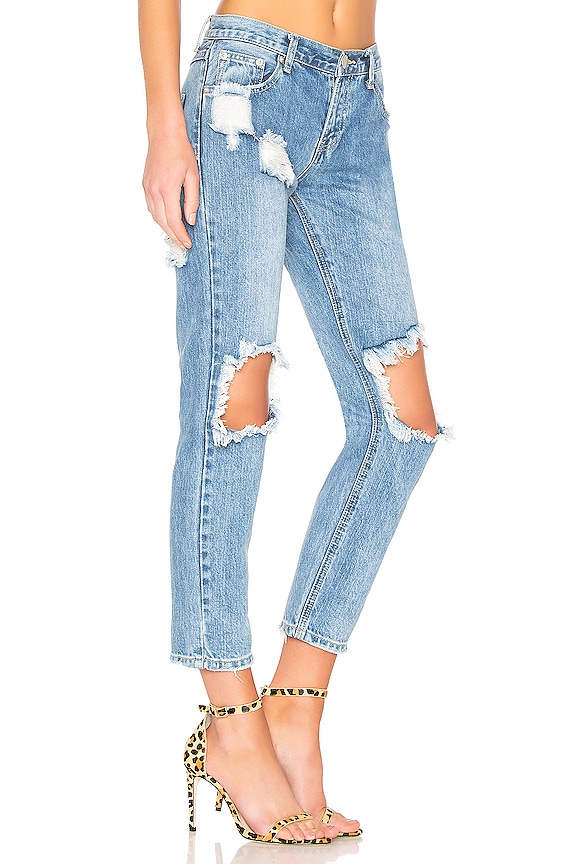 view 2 of 4 JEAN GIRLFRIEND DISTRESSED TARA in Mid Wash Blue