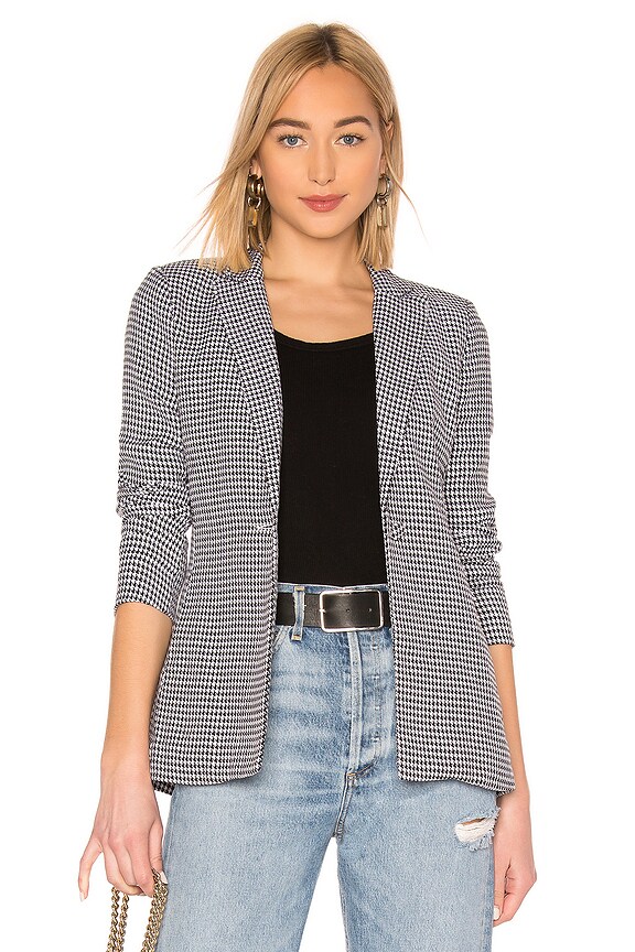 view 1 of 4 Shaira Oversized Blazer in Houndstooth in Black Pinstripe