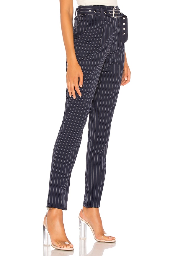 view 2 of 4 Sami Belted Trousers in Navy Pinstripe