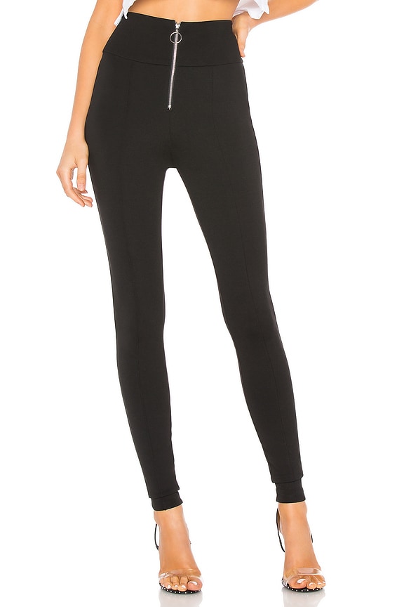 view 1 of 4 Lacey Front Zip Ponte Legging in Black