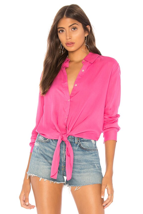 view 1 of 4 Carrie Button Up Blouse in Hot Pink