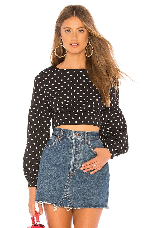 view 1 of 4 Yasmin Tie Back Crop Top in Black