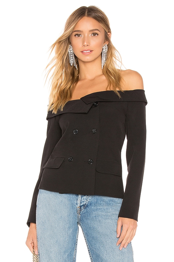 view 1 of 4 Tyler Off Shoulder Blazer Top in Black