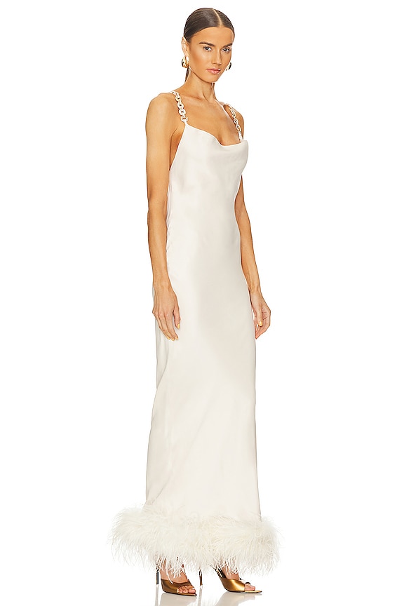 view 2 of 4 Farah Feather Trim Slip Dress in White