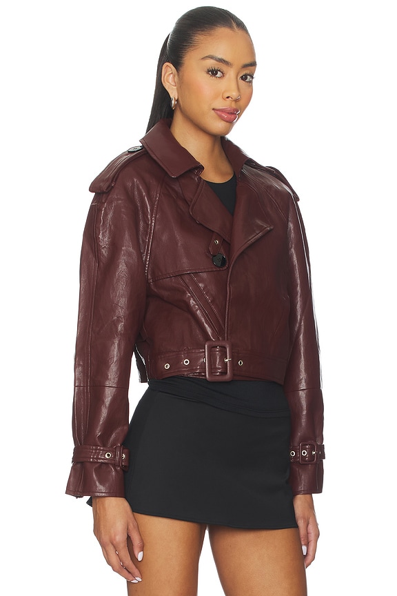 view 2 of 4 Ellery Faux Leather Belted Jacket in Cherry