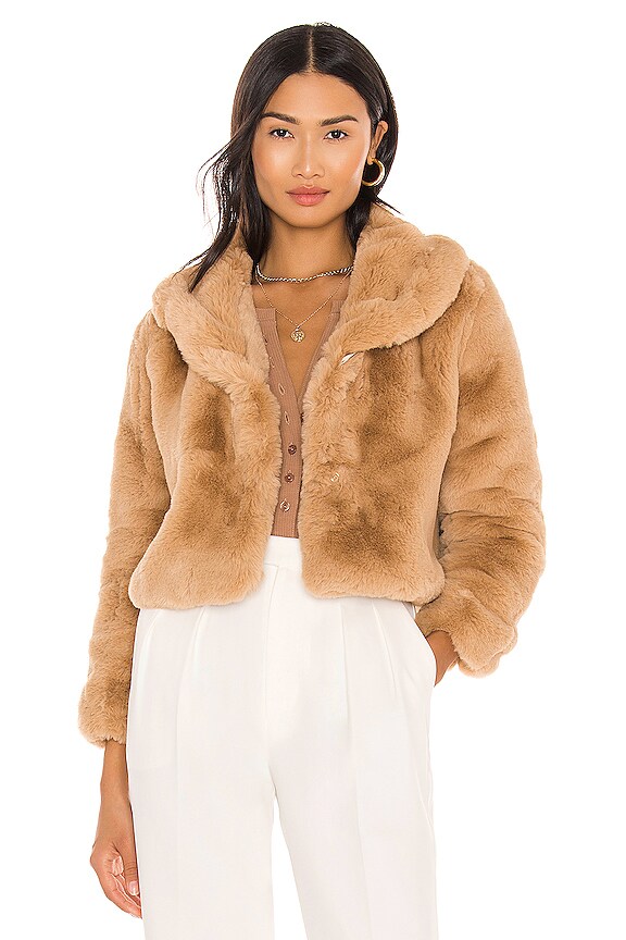 view 1 of 5 Milan Cropped Faux Fur Jacket in Beige