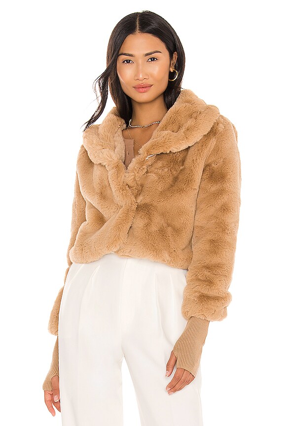 view 2 of 5 Milan Cropped Faux Fur Jacket in Beige