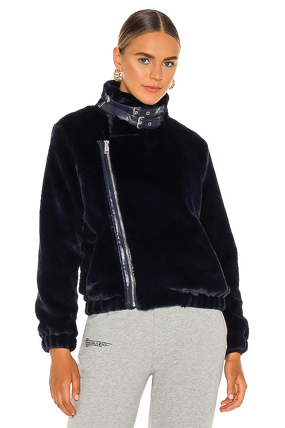 view 2 of 5 Orlando Faux Fur Jacket in Navy Blue