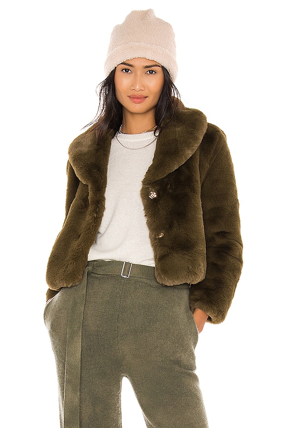 view 1 of 5 Milan Cropped Faux Fur Jacket in Khaki