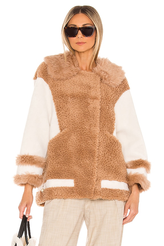 view 2 of 5 Ellie Teddy Jacket in Tan & Ivory