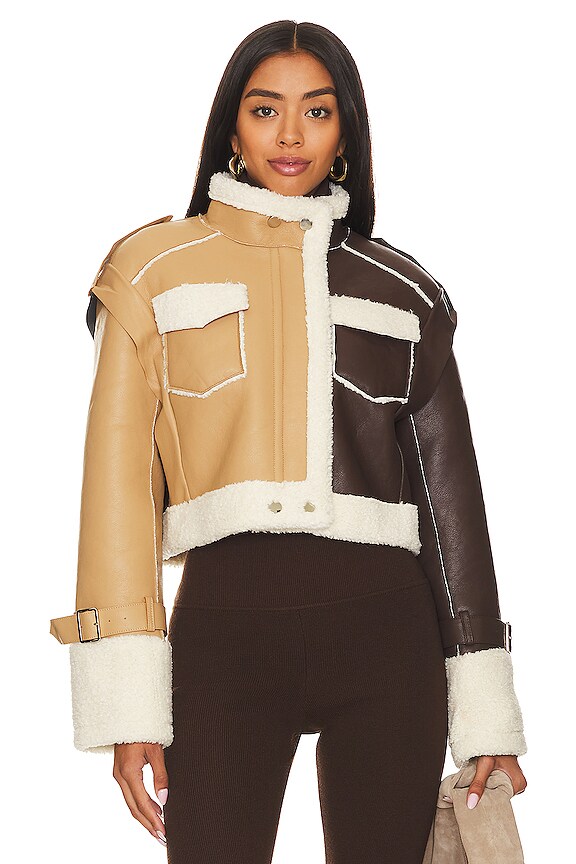 view 2 of 5 CHAQUETA CUERO MILA in Caramel & Cocoa