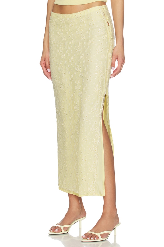 view 1 of 6 Hazel Sequin Lace Skirt in Yellow