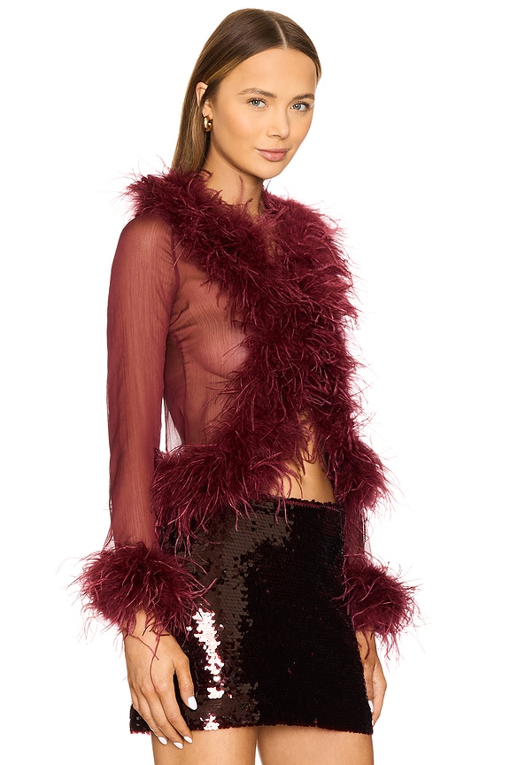 view 2 of 4 Gigi Feather Blouse in Cherry