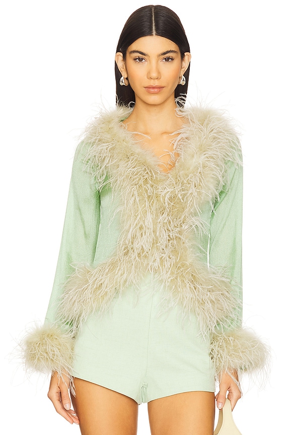 view 1 of 4 Gigi Feather Blouse in Pistachio