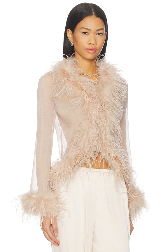 view 2 of 4 Gigi Sheer Feather Blouse in Caramel