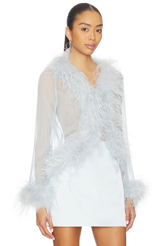 view 2 of 4 Gigi Sheer Feather Blouse in Pale Blue