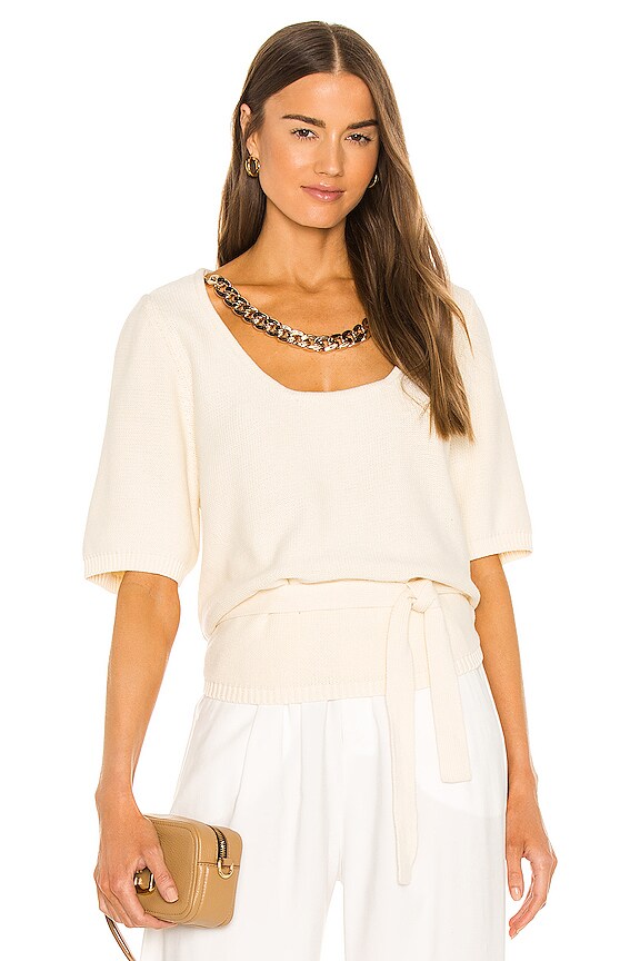 view 1 of 4 Cara Chain Knit Top in Soft Cream