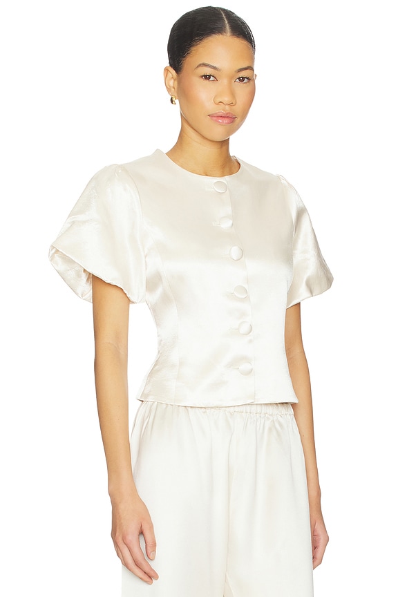 view 2 of 4 Poppy Bubble Sleeve Blouse in Ivory