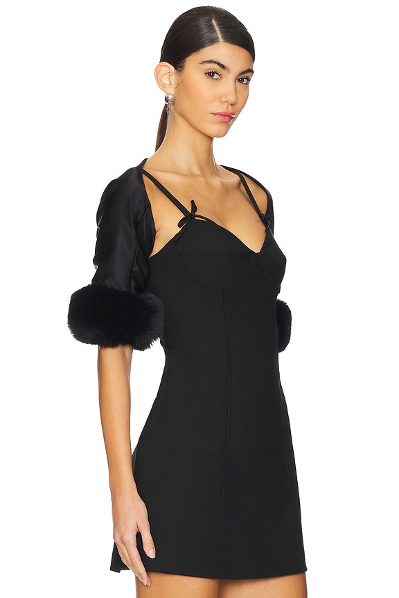 view 2 of 4 Sage Faux Fur Shrug in Black