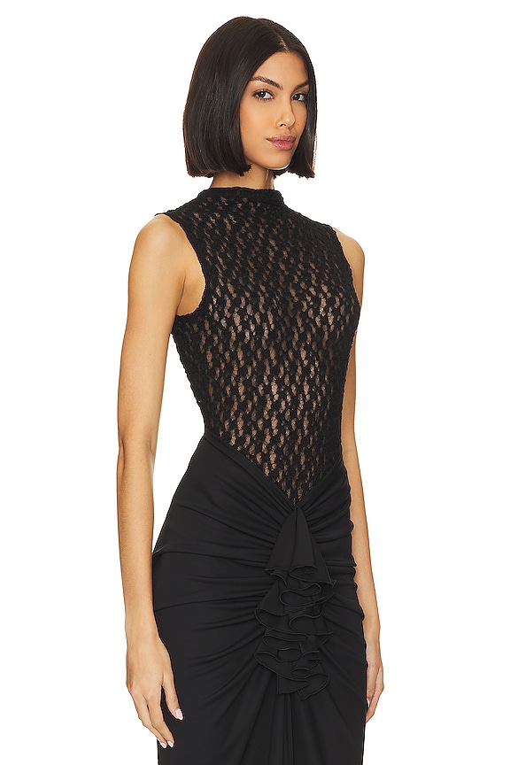 view 2 of 5 Sheer Lace Tank in Black